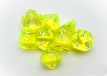 Sada 8 kostek Chessex Lab Dice průhledná žlutá/bílá - 30061